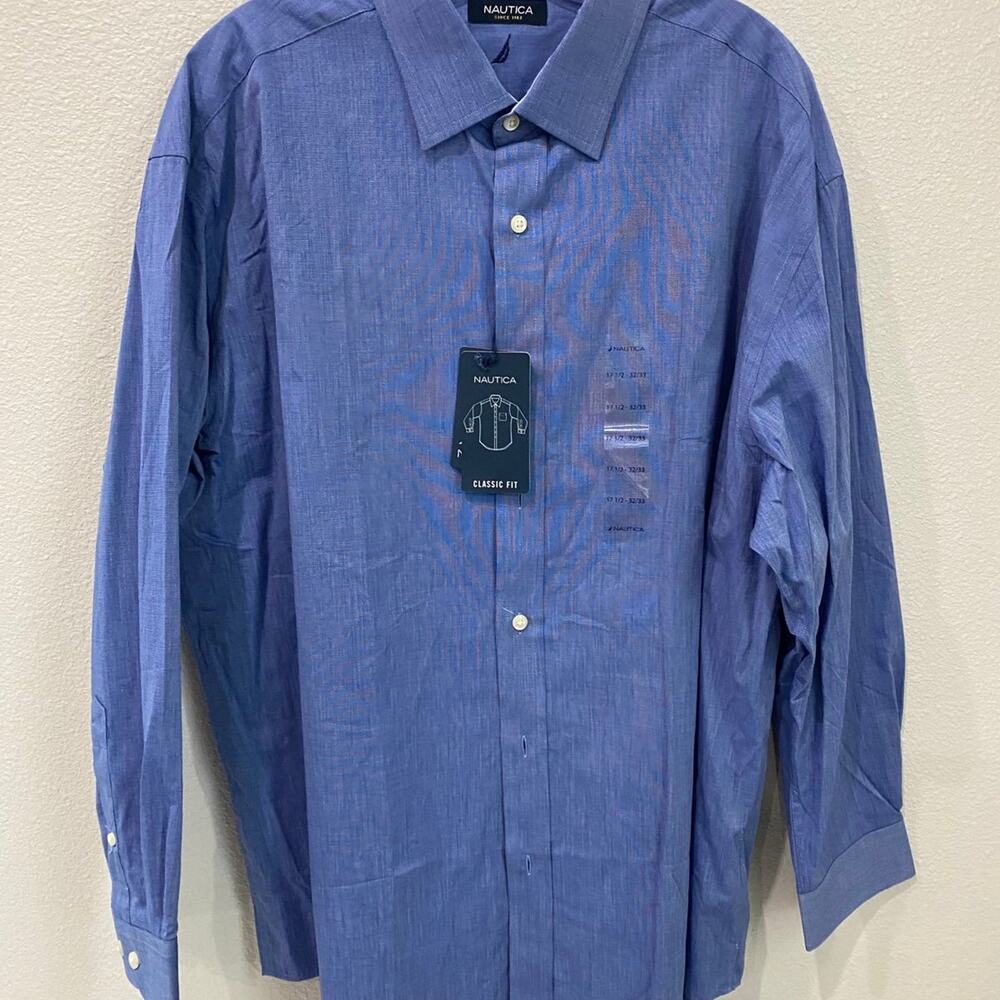 Nautica shirt long sleeve for men new‎ size Xlarge button down blue